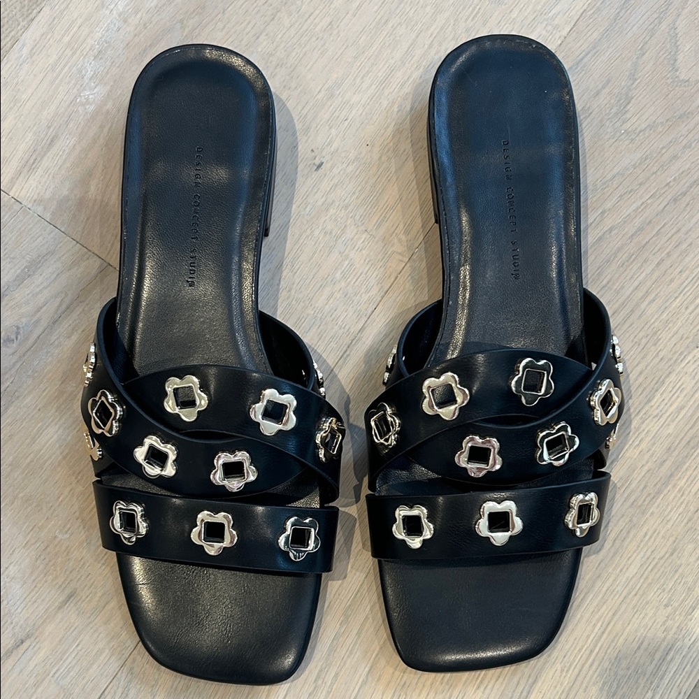 Elegant Black Studded Sandals